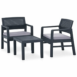 Maison Chic Salon de jardin 3 pcs + coussins - Mobilier/Meubles de jardin - Table et chaises d'extérieur Plastique Gris -MN50555