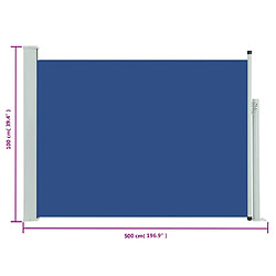 vidaXL Auvent latéral rétractable de patio 100x500 cm Bleu pas cher