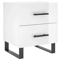 Maison Chic Lot de 2 Tables de chevet,Table de nuit,Table d'appoint pour salon blanc brillant 40x35x47,5 cm -MN37961 pas cher