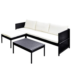 Maison Chic Salon de jardin 3 pcs + coussins - Mobilier/Meubles de jardin - Table et chaises d'extérieur Résine tressée Noir -MN36041