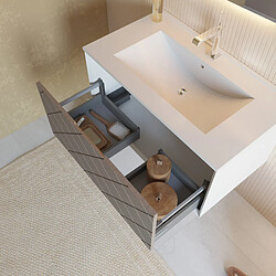 Acheter Kiamami Valentina MEUBLE DE SALLE DE BAIN 80CM FRÊNE GRIS ET MIROIR LED TACTILE 80X60 | MIAMI