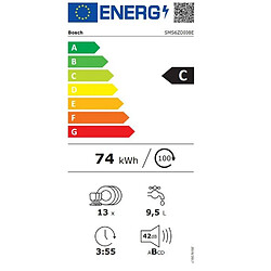 Lave-vaisselle 60cm 13 couverts 42db - sms6zdi08e - BOSCH