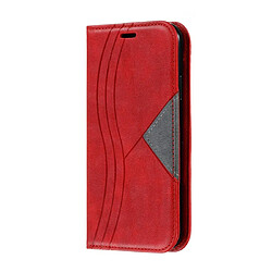 Wewoo Housse Coque Pour iPhone XR Splicing Color Hem magnétique étui à rabat horizontal en cuir avec support et fentes cartes rouge