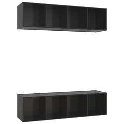 vidaXL Meubles TV muraux 2 pcs Noir brillant Bois d'ingénierie