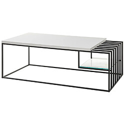 Pegane Table basse en métal coloris blanc mat / noir - L.120 x H.40 x P.60 cm