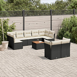 Maison Chic Salon de jardin 10 pcs avec coussins | Ensemble de Table et chaises | Mobilier d'Extérieur noir résine tressée -GKD23257