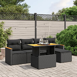 Maison Chic Ensemble Tables et chaises d'extérieur 6pcs avec coussins,Salon de jardin noir résine tressée -GKD648888