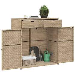 Acheter vidaXL Armoire de rangement jardin beige 105x55x113 cm résine tressée