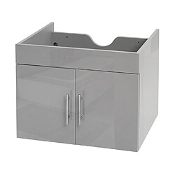 Mendler Meuble sous-lavabo HWC-D16, meuble sous-lavabo meuble de salle de bain, brillant 60cm ~ gris