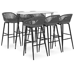 vidaXL Ensemble de bar 7 pcs Blanc et gris