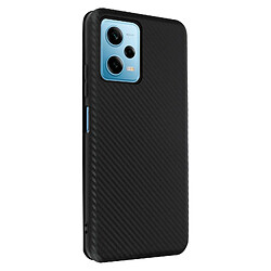 Avizar Étui pour Xiaomi Redmi Note 12 4G et 5G Porte-carte Dragonne Effet Carbone Noir