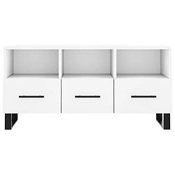 Maison Chic Meuble TV scandinave - Banc TV pour salon blanc 102x36x50 cm bois d'ingénierie -MN78547 pas cher