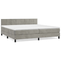 Maison Chic Lit Adulte - Lit simple Lit à sommier tapissier et matelas moelleux - Meuble de Chambre - Gris clair 200x200cm Velours -MN64511