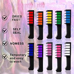 Acheter 10 X Cheveux Temporaires Craie Cheveux Couleur Peigne Teinture Salon Kits Fête Fans Cosplay