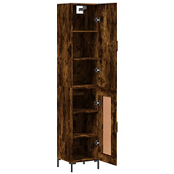 Avis vidaXL Buffet haut Chêne fumé 34,5x34x180 cm Bois d'ingénierie