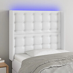 Maison Chic Tête de lit scandinave à LED,meuble de chambre Blanc 103x16x118/128 cm Similicuir -MN83756