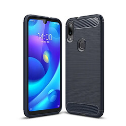 Wewoo Coque en TPU texturée et fibre de carbone pour Xiaomi Mi Play (bleu marine)