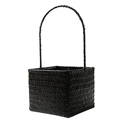 Seagrass Basket Ventre Porte-Jouets Plante Panier De Rangement Noir L pas cher