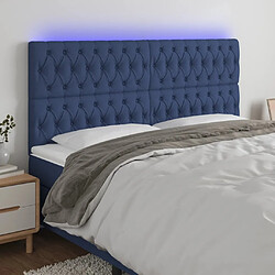 vidaXL Tête de lit à LED Bleu 200x7x118/128 cm Tissu