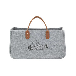 Avis Aubry Gaspard Sac à bûches en feutrine 50 x 25 cm gris montagne.