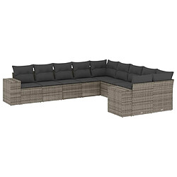 Maison Chic Salon de jardin avec coussins 10 pcs, Ensemble Tables et chaises de jardin, gris résine tressée -GKD602516