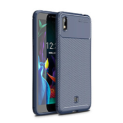 Wewoo Coque Souple Pour LG K20 ?2019 Case Housse TPU antichoc en texture de fibre de carbone de la série Beetle Bleu