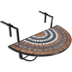 vidaXL Table suspendue de balcon Terre cuite et blanc Mosaïque