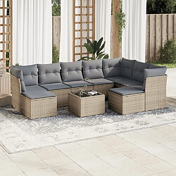 Maison Chic Salon de jardin avec coussins 10 pcs | Ensemble de Table et chaises | Mobilier d'Extérieur beige résine tressée -GKD28197