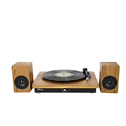 Platine vinyle Halterrego av 2 HP extérieurs, RMS 2*5W,RCA OUT, BT IN, adaptateur inclus , finition laquée noire/asp bois