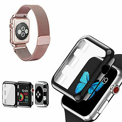 PHONECARE Kit Bracelet Milanais Avec Fermoir Magnétique + Coque Anti-Impact pour Apple Watch Series 7 - 41mm - Rose