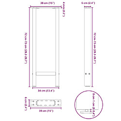 vidaXL Pieds de table basse noir 2 pcs 38x(72-73) cm acier pas cher