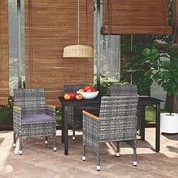 Maison Chic Mobilier à dîner 5 pcs de jardin avec coussins - Ensemble table et chaises d'extérieur - Salon/Mobilier de jardin classique Résine tressée Gris -MN52226