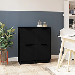 vidaXL Buffets 2 pcs noir 30x30x70 cm bois d'ingénierie