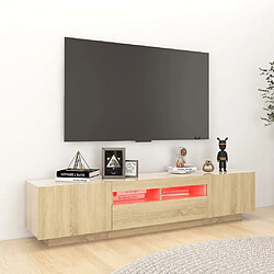 Avis vidaXL Meuble TV avec lumières LED Chêne sonoma 180x35x40 cm