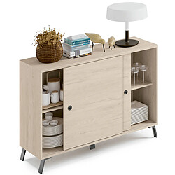 Pegane Buffet 2 portes coloris effet bois - Hauteur 87 x Longueur 120 x Profondeur 40 cm