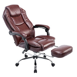 Decoshop26 Fauteuil de bureau ergonomique en synthétique bordeaux avec repose-pieds et accoudoirs BUR10381