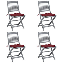 vidaXL Chaises pliables d'extérieur lot de 4 et coussins Bois d'acacia 