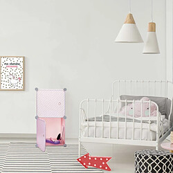 The Home Deco Kids Rangement enfant 2 cubes mobulables 30x30 cm rose et blanc.