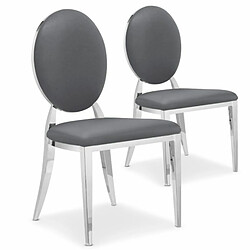 Paris Prix Lot de 2 Chaises Médaillon Simili Tatianna 90cm Gris