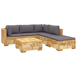 Avis Maison Chic Salon de jardin 6 pcs + coussins - Mobilier/Meubles de jardin - Table et chaises d'extérieur Bois de teck solide -MN33345