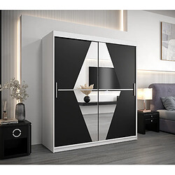 Abiks Meble Armoire Boliwia à portes coulissantes 200/180/62 2 portes (blanc/noir)