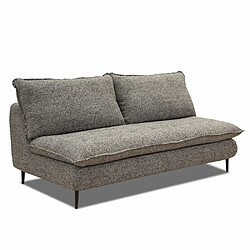 Inside 75 Canapé lit compact 3 places express LISBONNE 160cm sommier à lattes matelas 13cm tissu tweed gris chiné