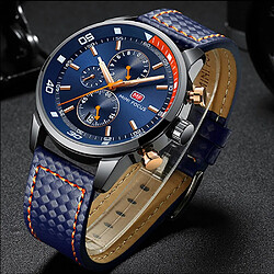 MINI Focus MF0017G Montre Sportive avec Bracelet en Cuir - Bleu