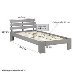 Avis Homestyle4U Lit simple 90x200 avec tiroir et Sommier - gris