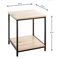 Pegane Table d'appoint en bois coloris chêne clair et métal coloris noir -longueur 40 x profondeur 40 x hauteur 50 cm