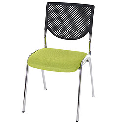 Decoshop26 Chaise visiteur avec dossier conférence empilable assise en tissu vert pieds chromés 04_0006400