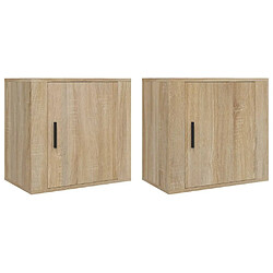 Maison Chic Lot de 2 Tables de Chevet murales - Tables de Nuit Chêne sonoma 50x30x47 cm