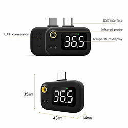 Justgreenbox Mini thermomètre infrarouge intelligent portatif sans contact avec téléphone portable intelligent - T6112211958576 pas cher