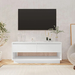 Maison Chic Meuble TV scandinave - Banc TV pour salon Blanc brillant 102x41x44 cm Aggloméré -MN79676