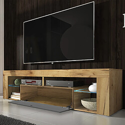 Selsey Meuble tv - BIANKO - 140 cm - chêne lancaster / gris brillant - avec LED